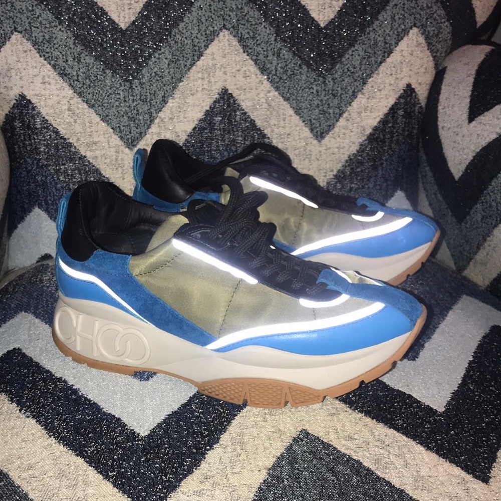 Jimmy Choo "Raine" Black/Blue/Green Chunky Sneakers